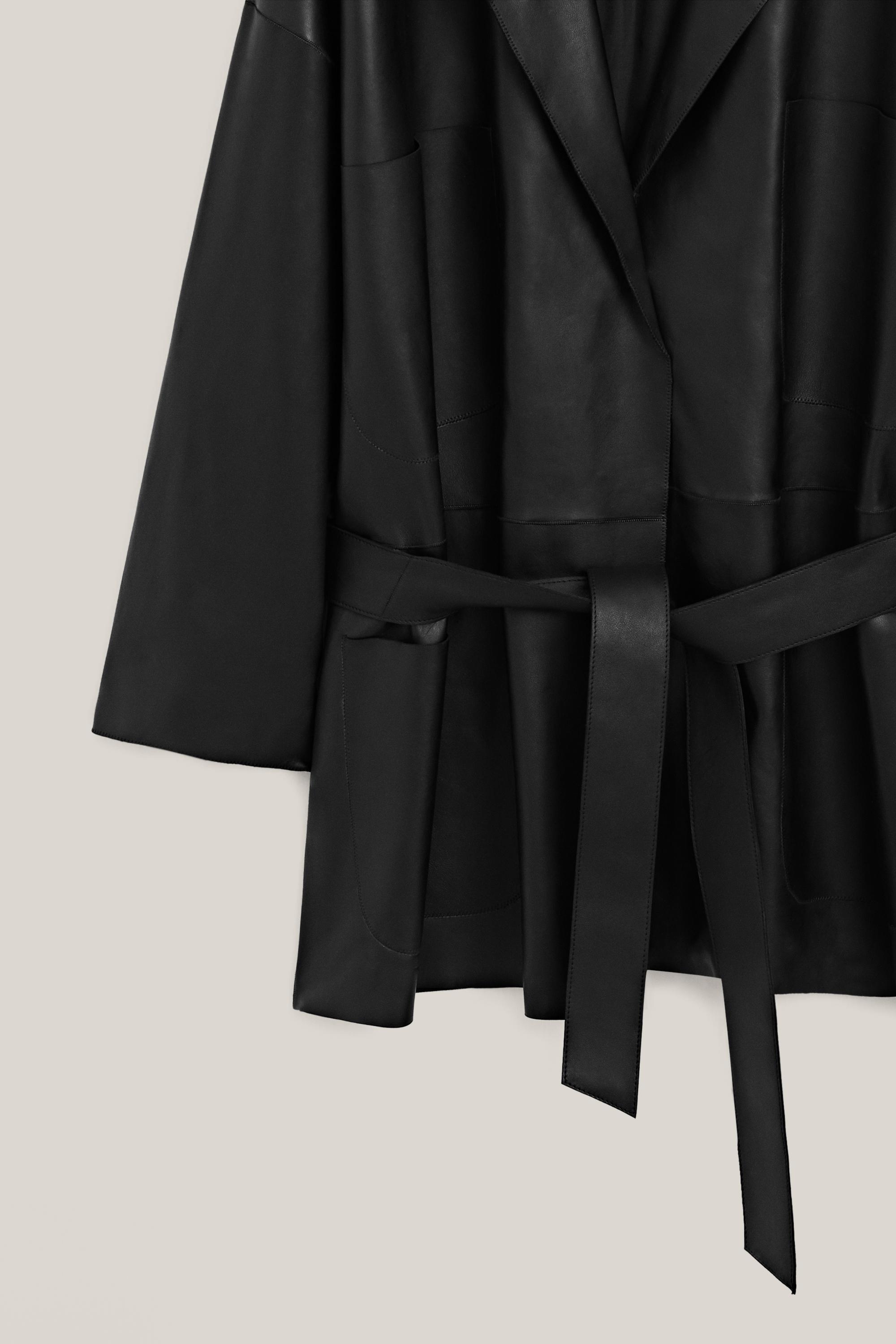 Long nappa leather jacket with tie - LIMITED EDITION